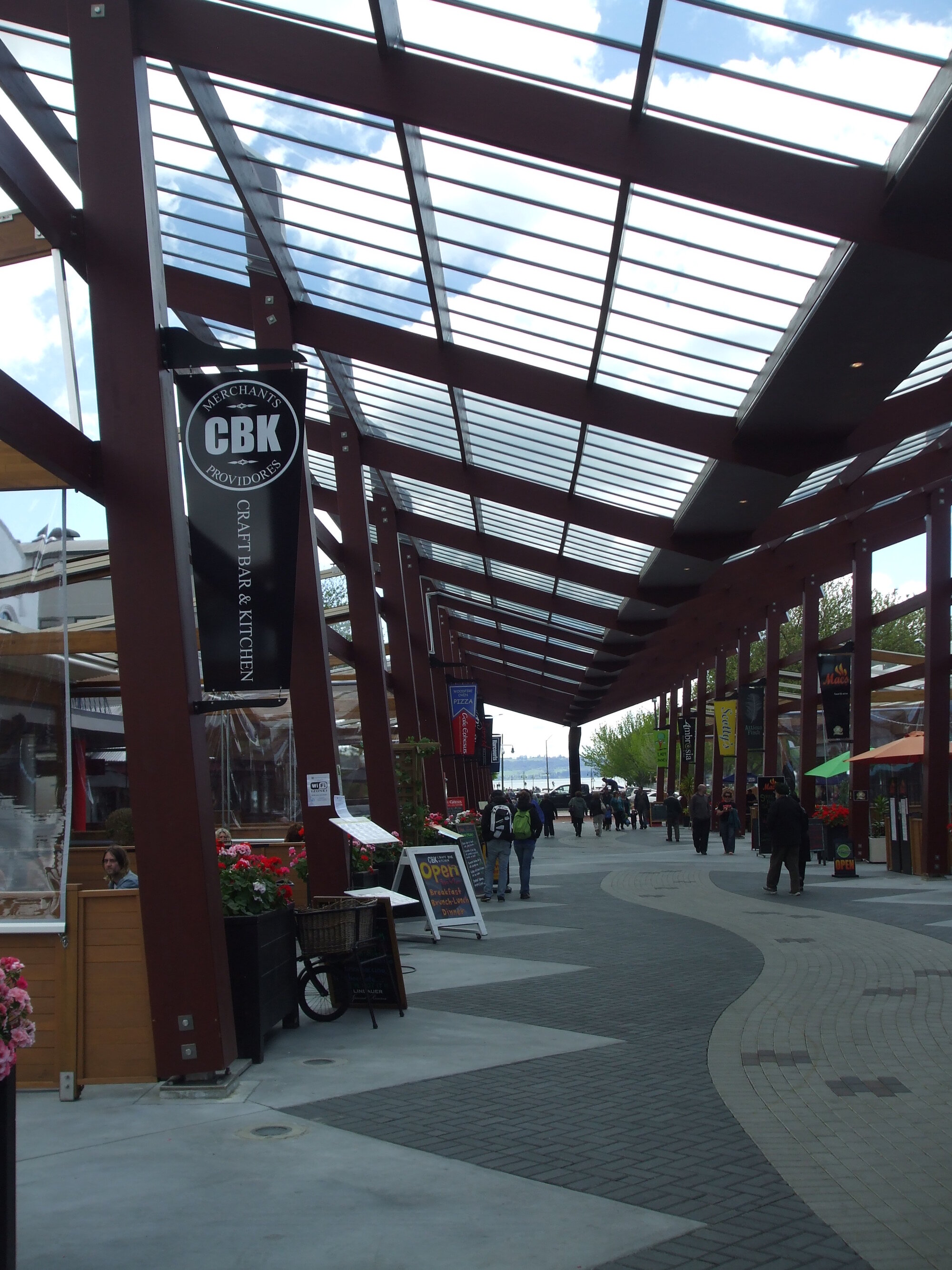 Photograph of Eat Streat, showing the new canopy and CBK signage