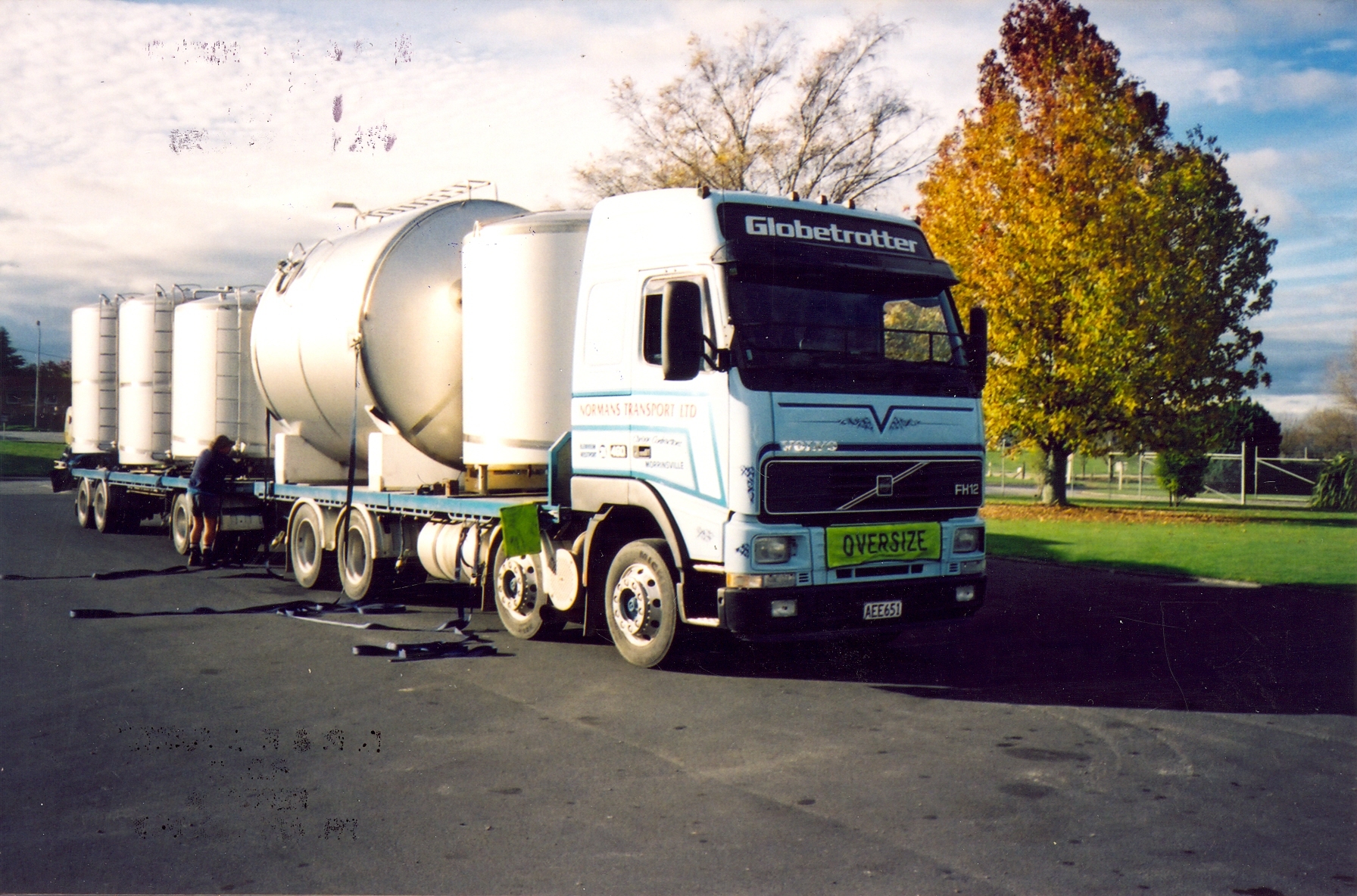 Photograph of new farm vats being delivered to a Reporoa farm,  2001