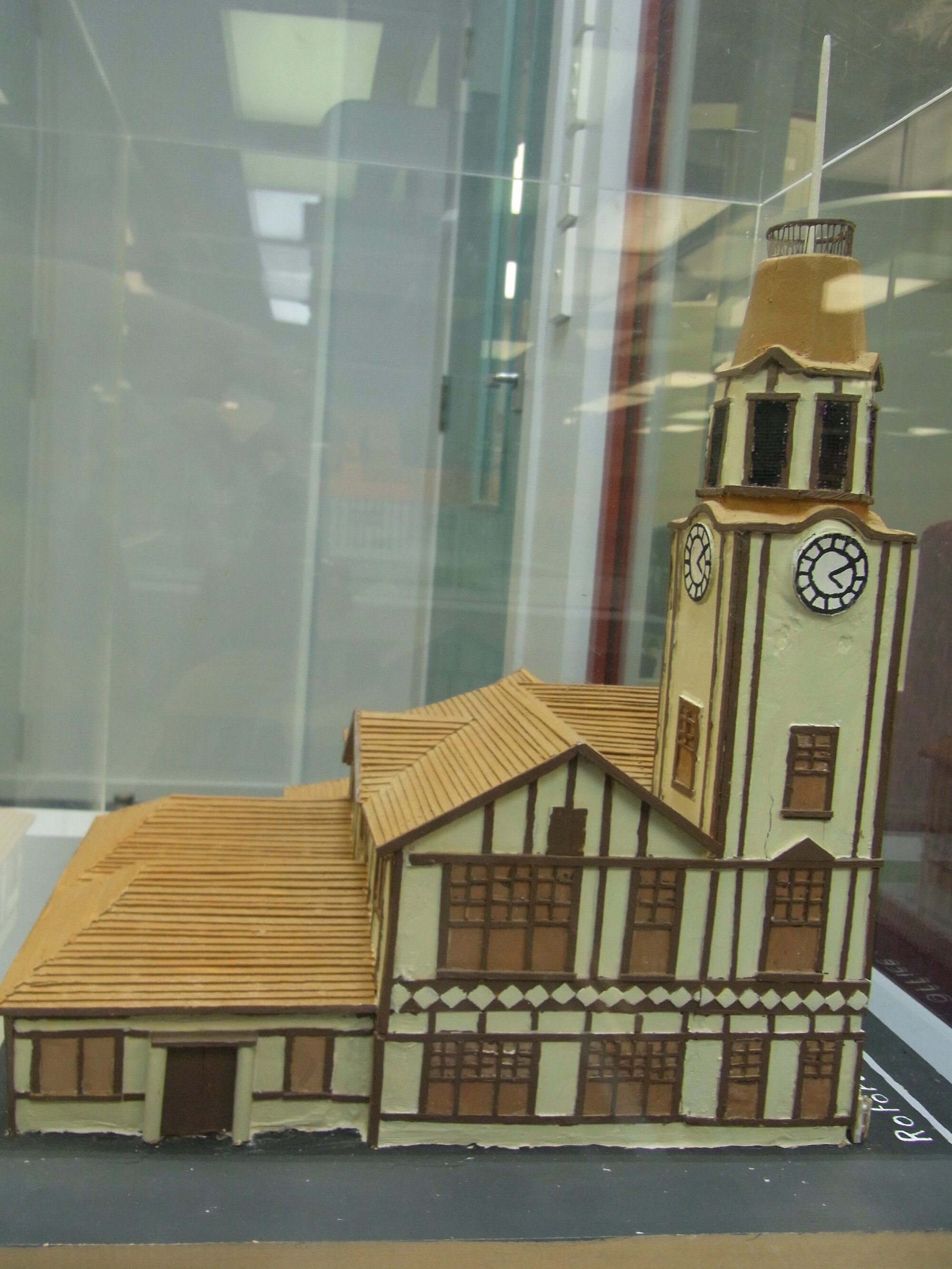 Photograph of a model of the Bath House crafted by Mr I. R. Lewis