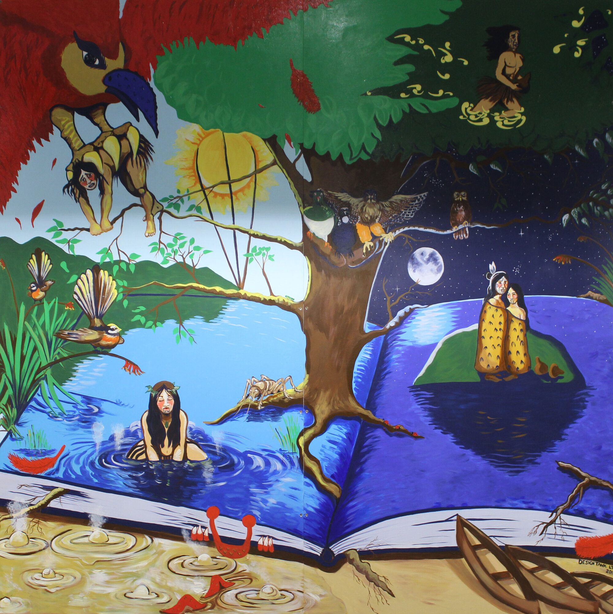 Photograph of a mural painted by local artists for the children's area of Rotorua Library
