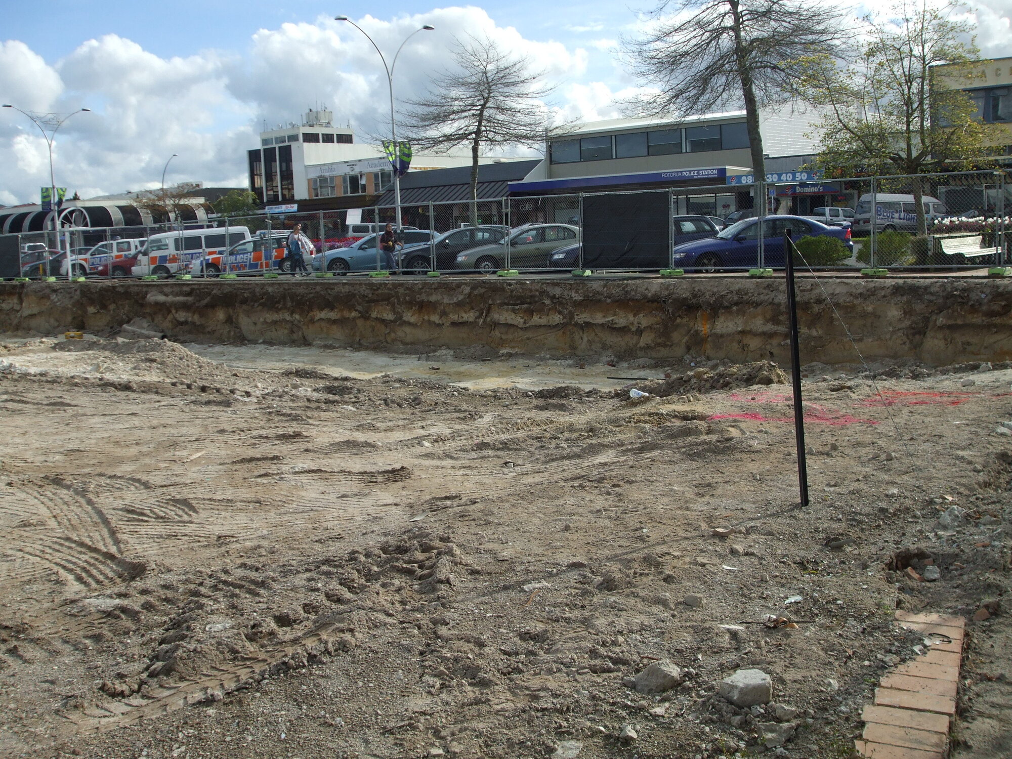 Photograph showing where the foundation is for the new Rotorua Police Station