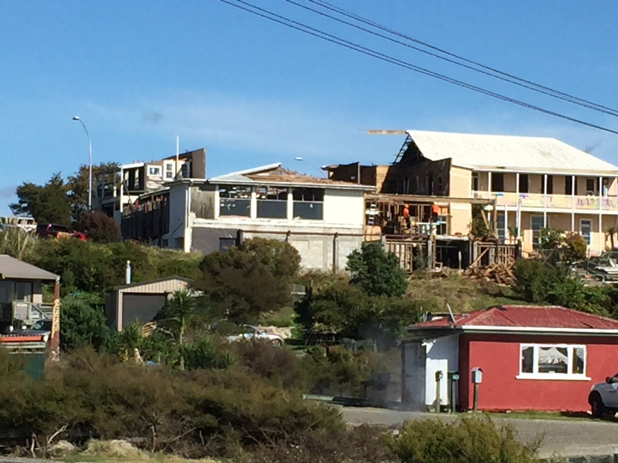 Photograph showing the back of the Lake House Hotel with demolition begun