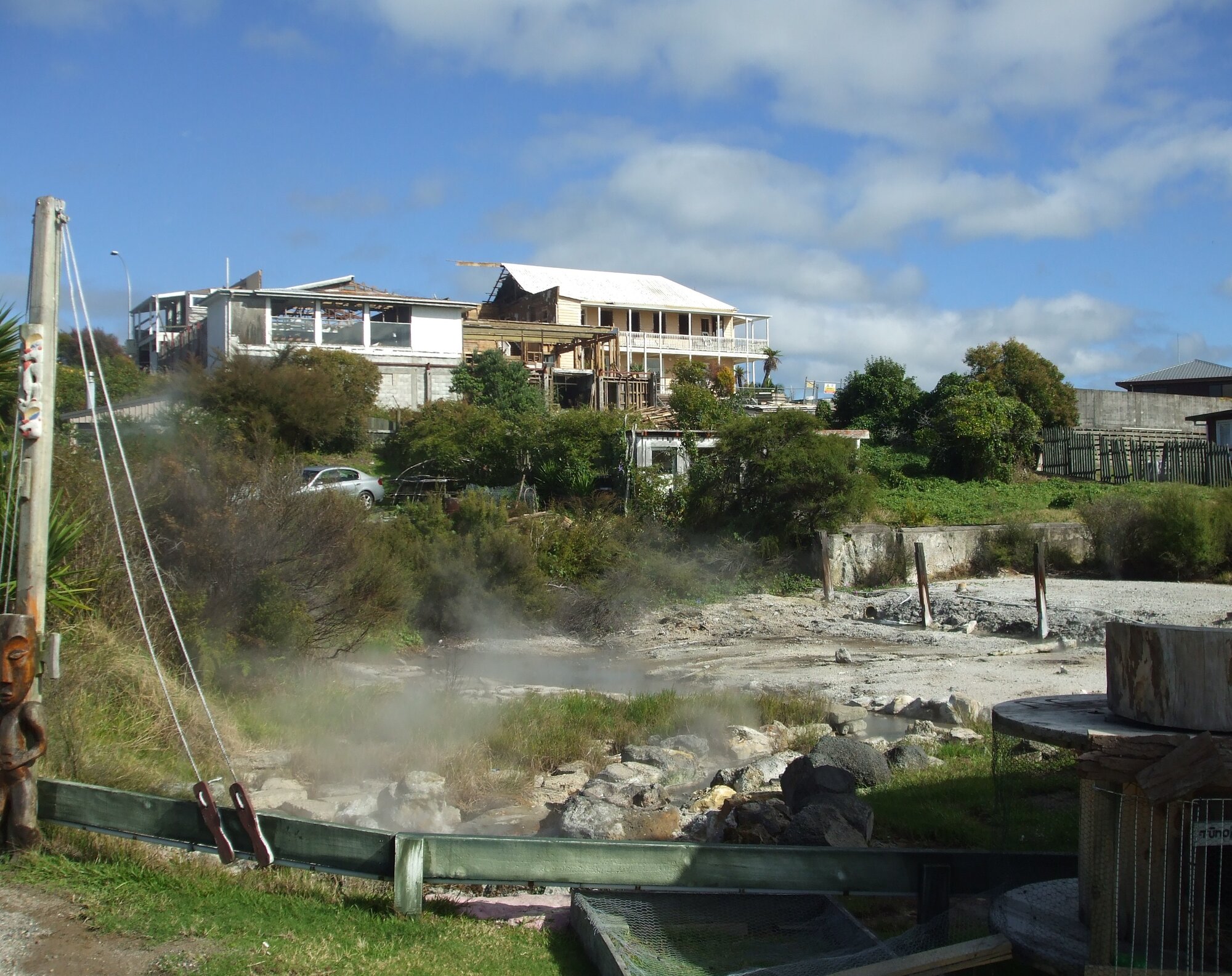 Photograph showing the back of the Lake House Hotel from Ohinemutu