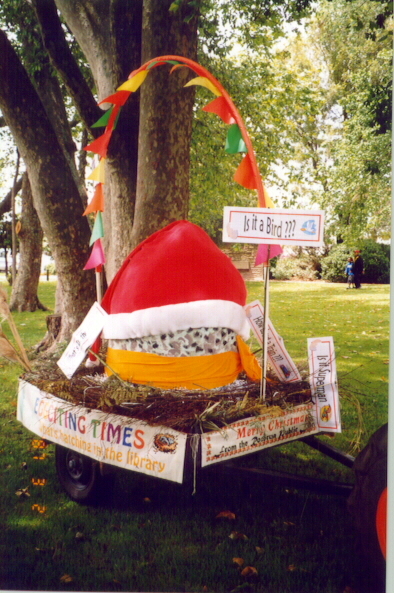 Photograph of the Fletcher Tuatara egg at the Santa Parade