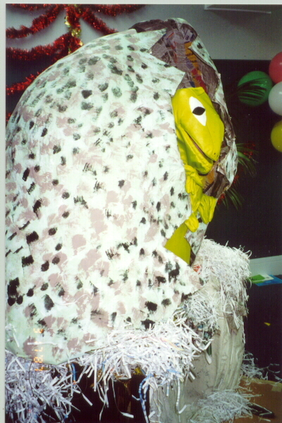 Photograph of the Fletcher Tuatara egg hatching at the library