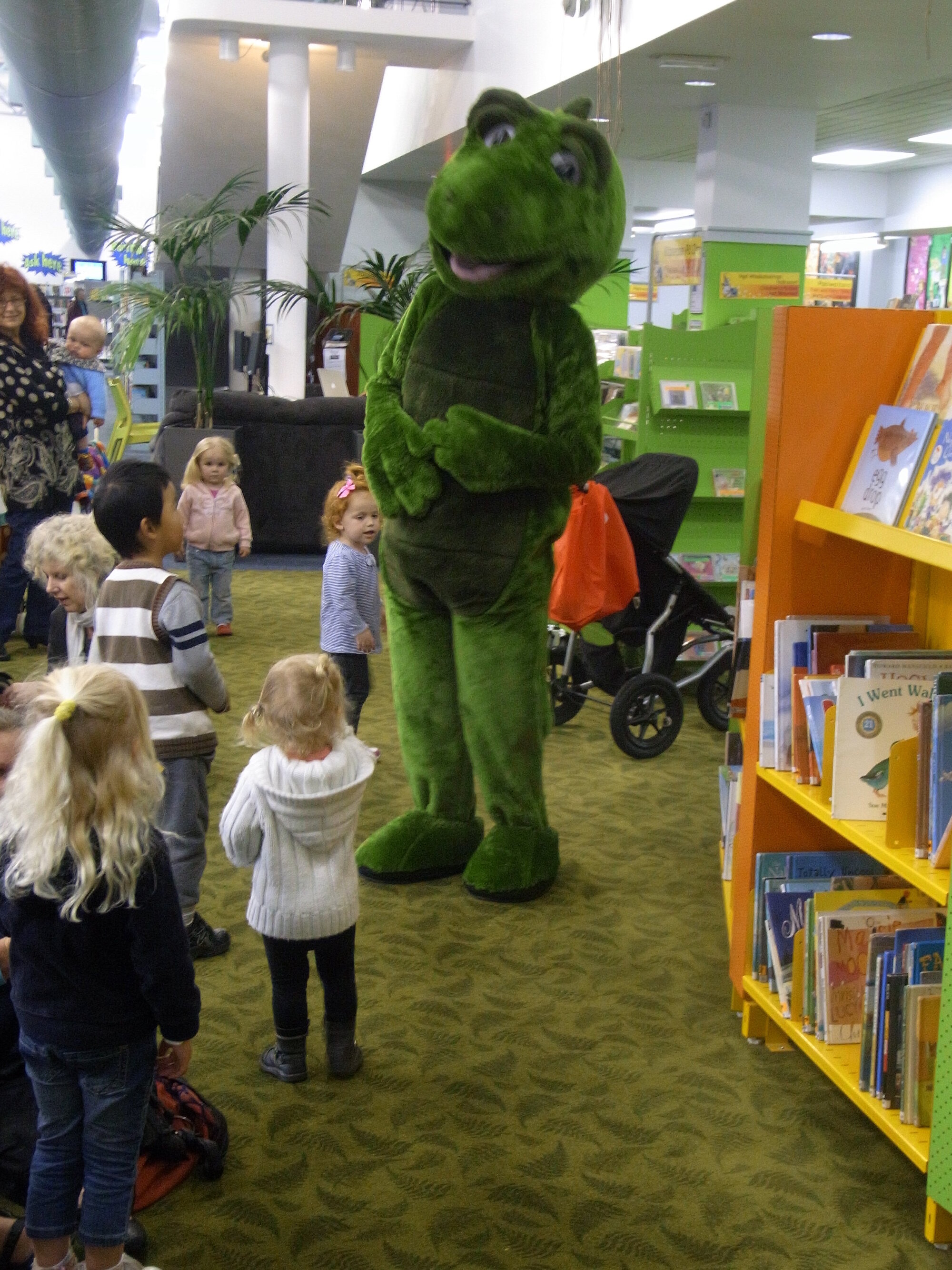 Photograph of Fletcher Tuatara in the children's library