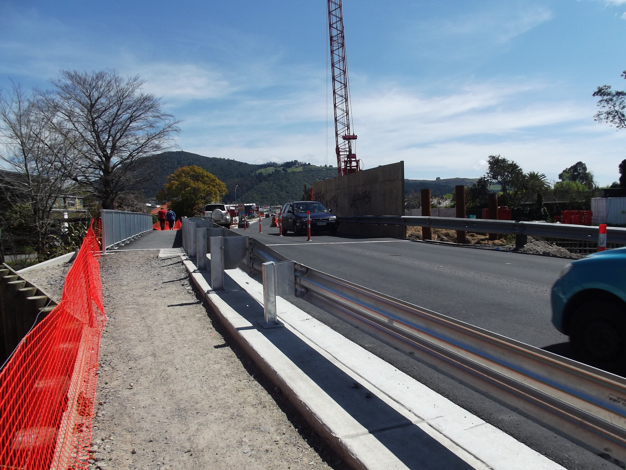 Photograph of Lake Road showing new footpath over the bridge, 2012
