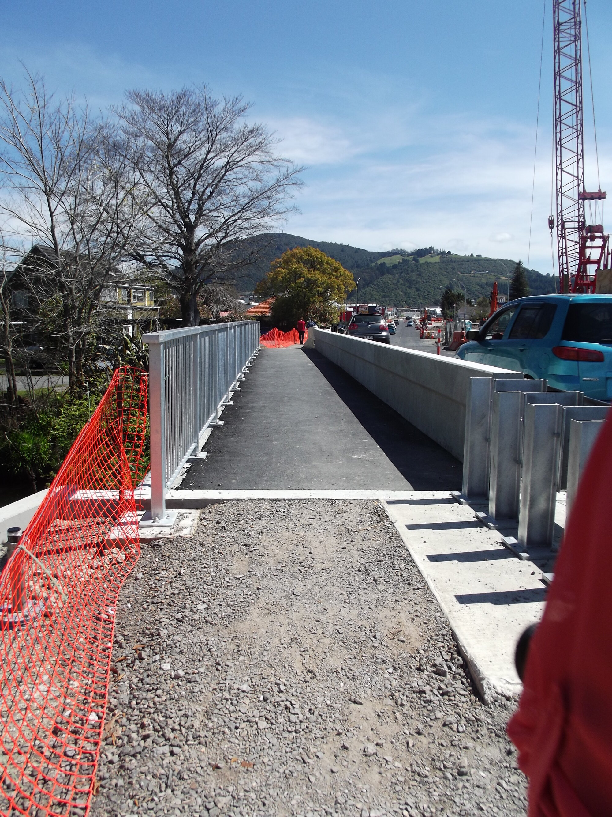 Photograph of Lake Road showing new footpath over the bridge, 2012