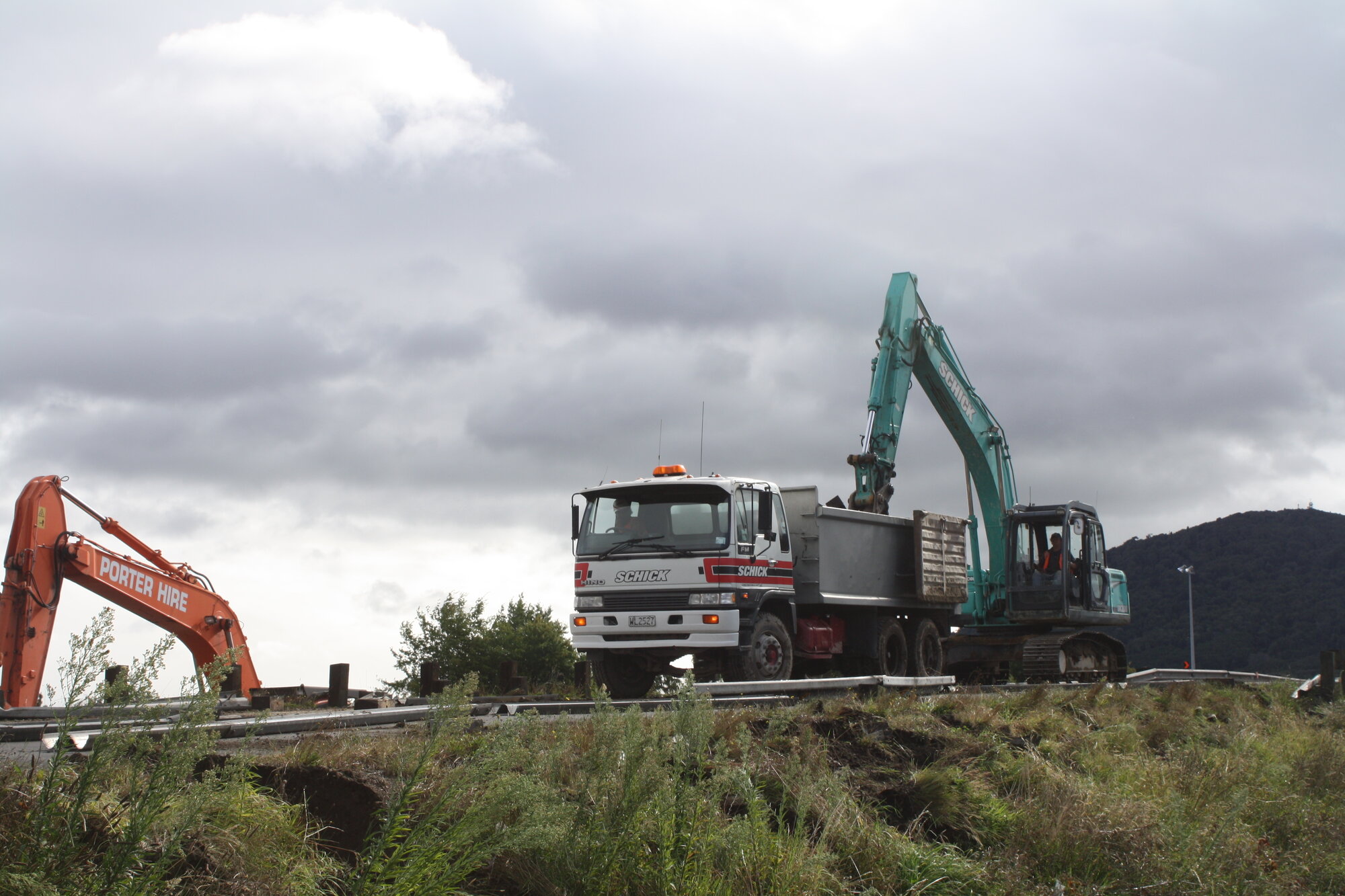 Photograph showing the beginning of the rail bridge removal, 2012