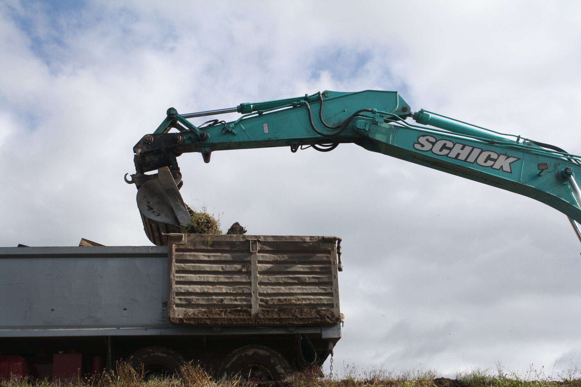 Photograph showing the beginning of the rail bridge removal, 2012