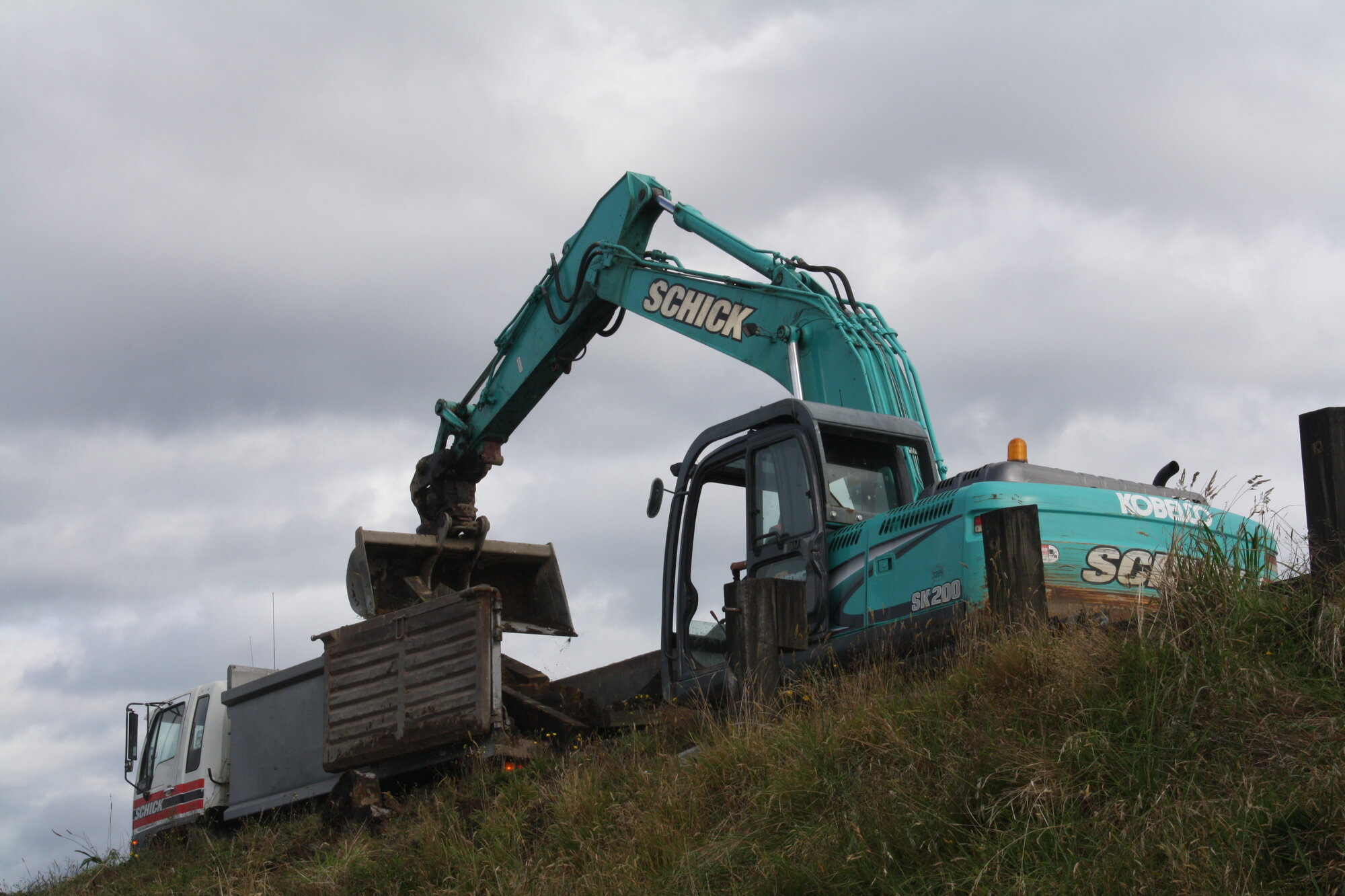 Photograph showing the beginning of the rail bridge removal, 2012