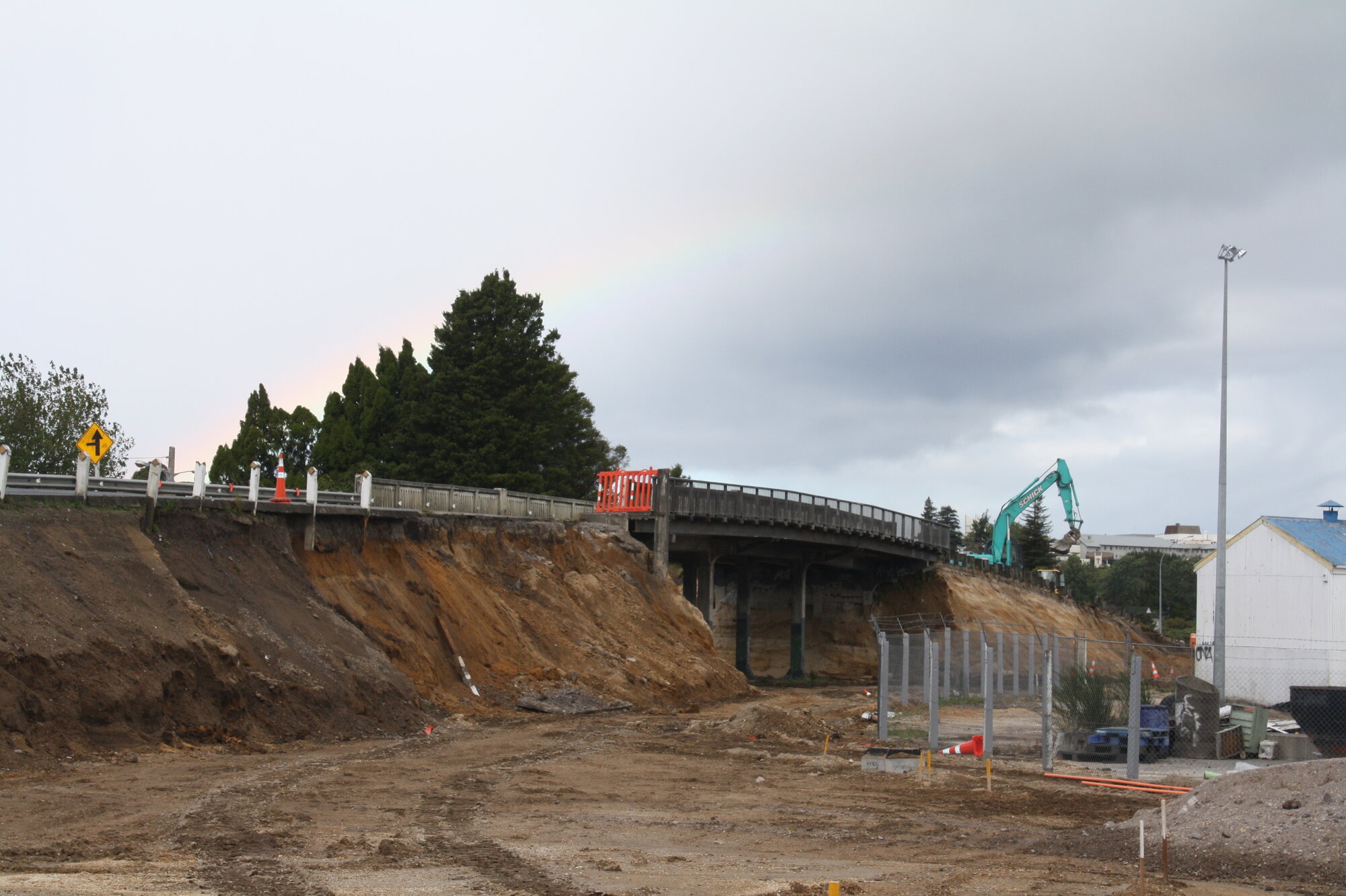 Photograph showing the beginning of the rail bridge removal, 2012