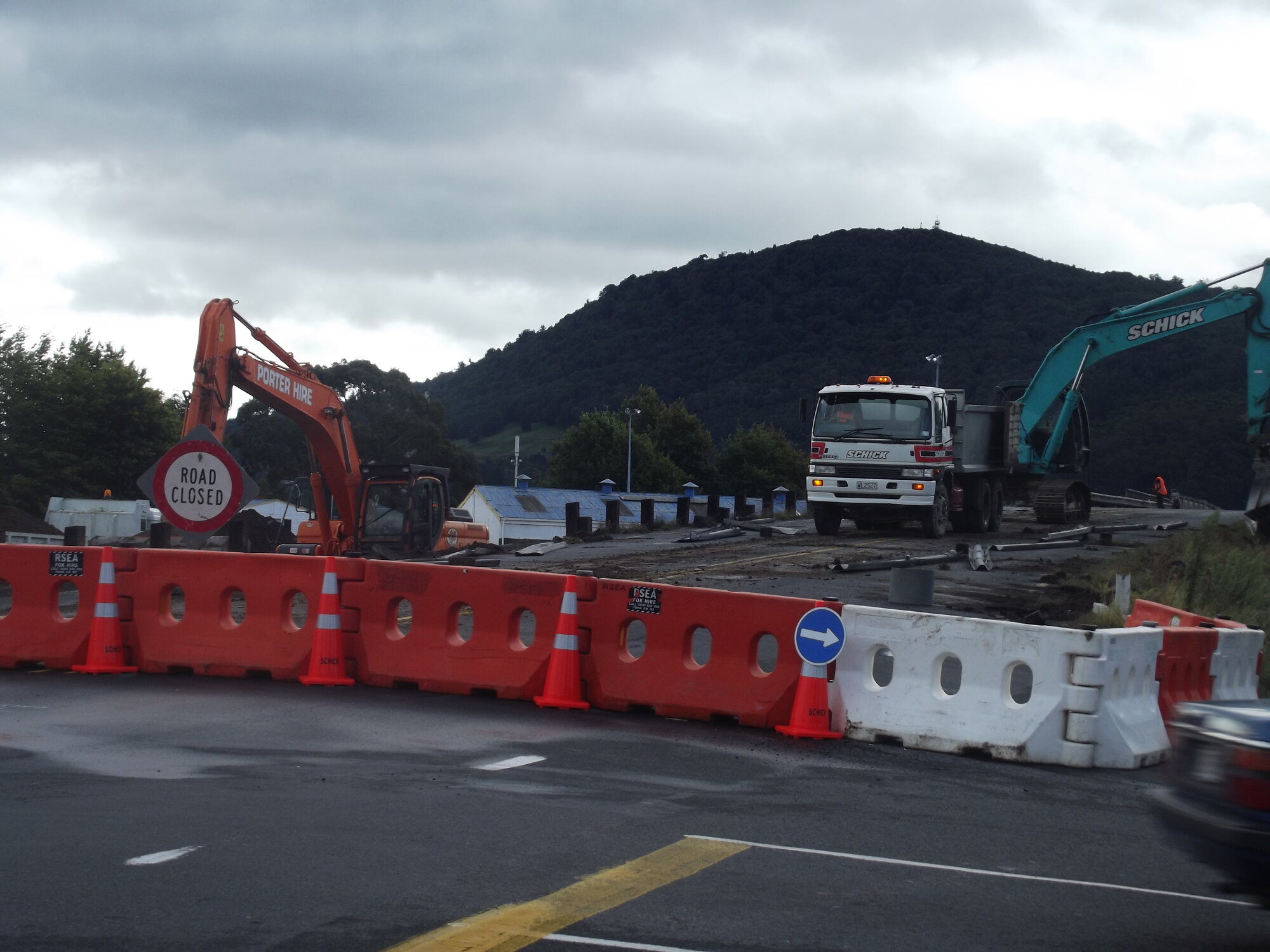 Photograph of the rail bridge showing machinery, 2012 