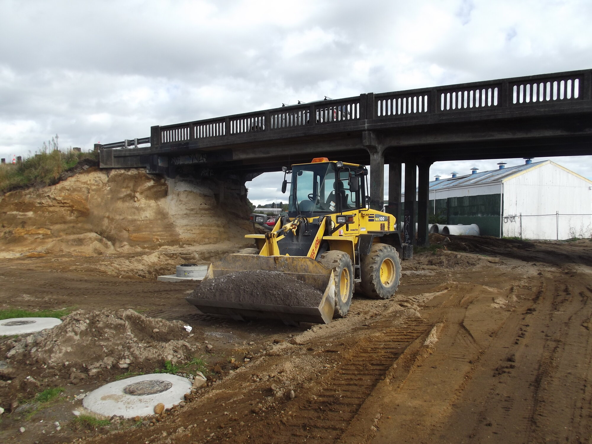 Photograph of earthworks under the rail bridge, 2012