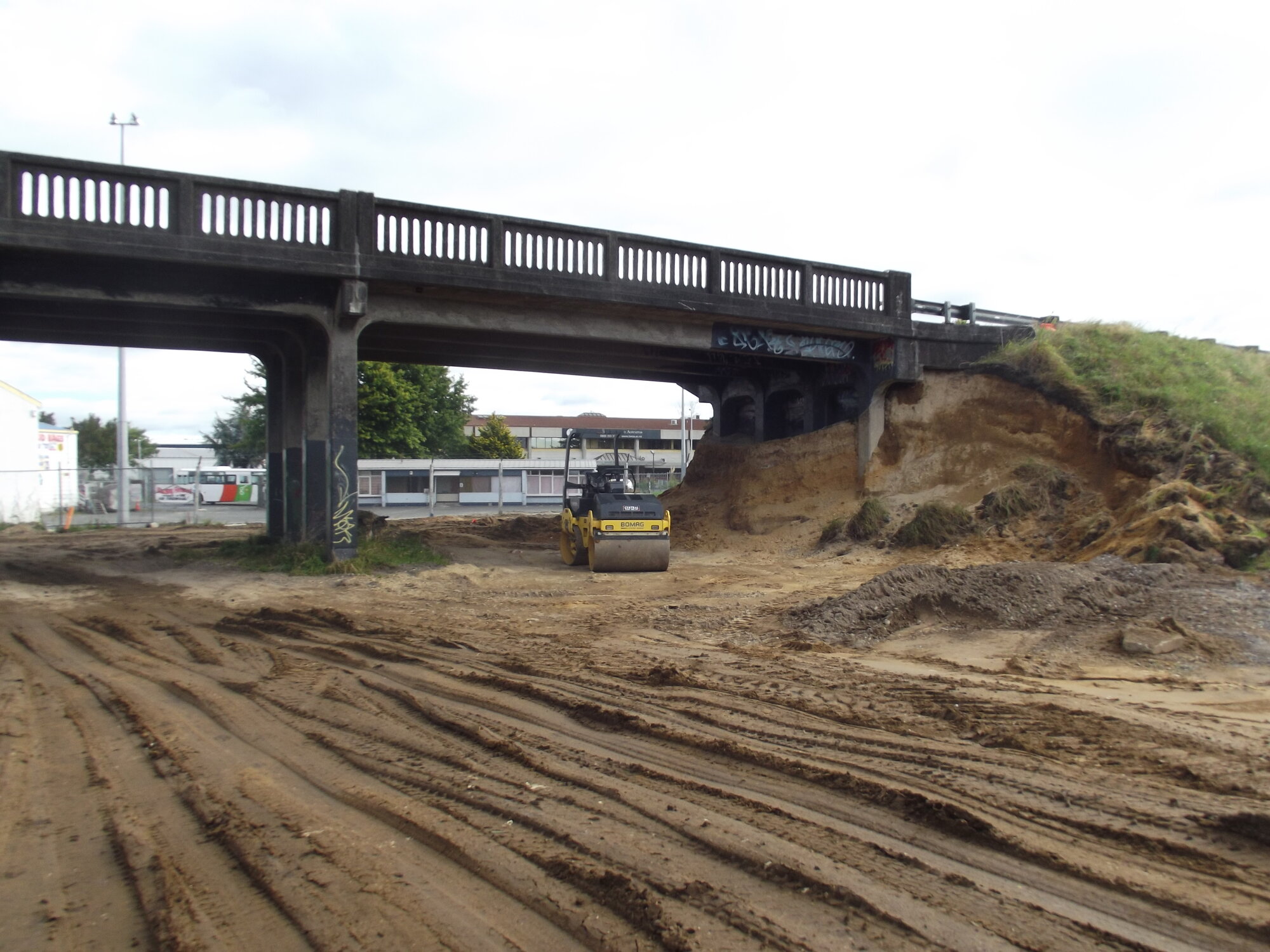 Photograph taken from the earthworks at the rail bridge, 2012