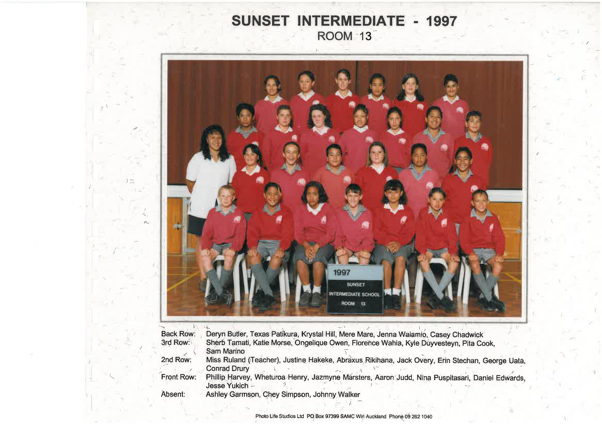 "Sunset Intermediate School Room 13 1997"