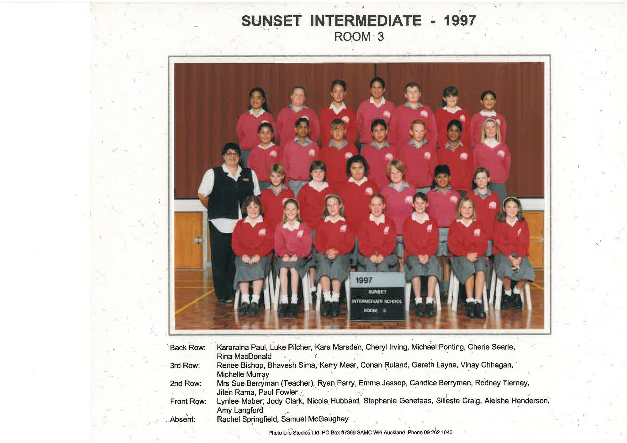 "Sunset Intermediate School Room 3 1997"