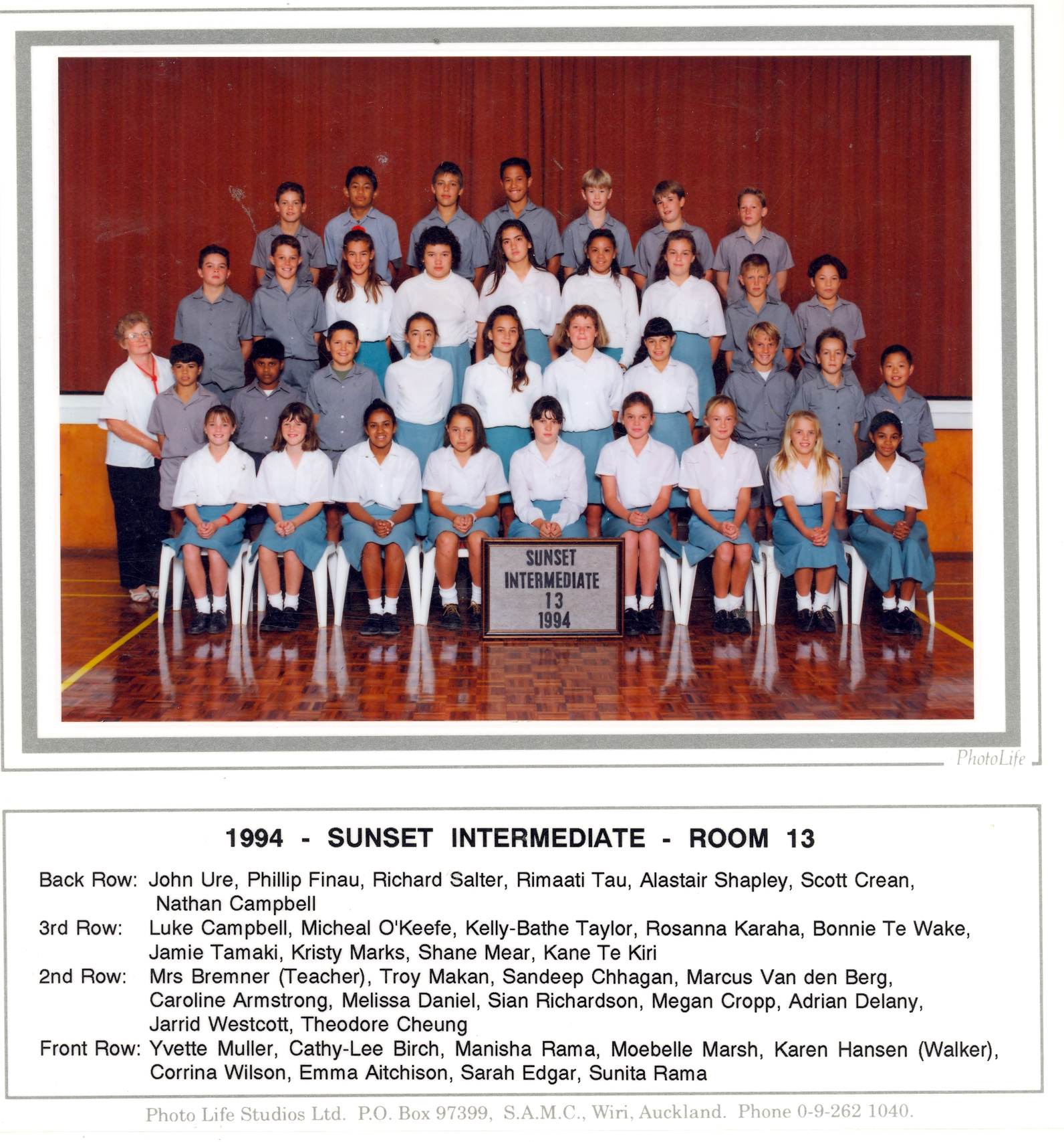 "Sunset Intermediate 13 1994"