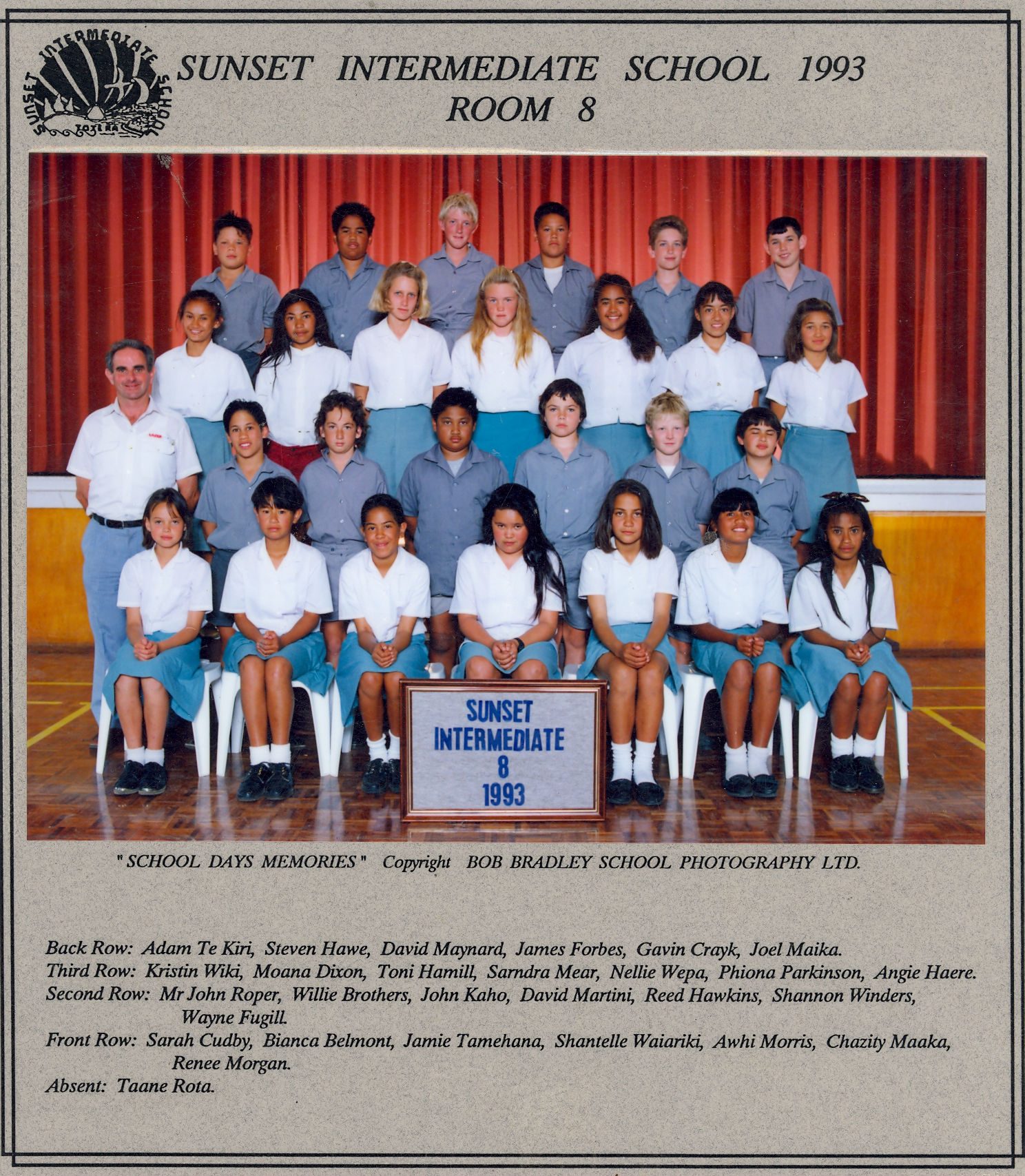 "Sunset Intermediate School 1993, Room 8"
