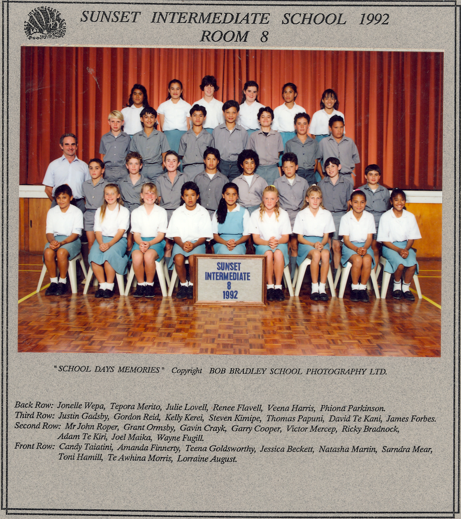 "Sunset Intermediate School 1992, Room 8"