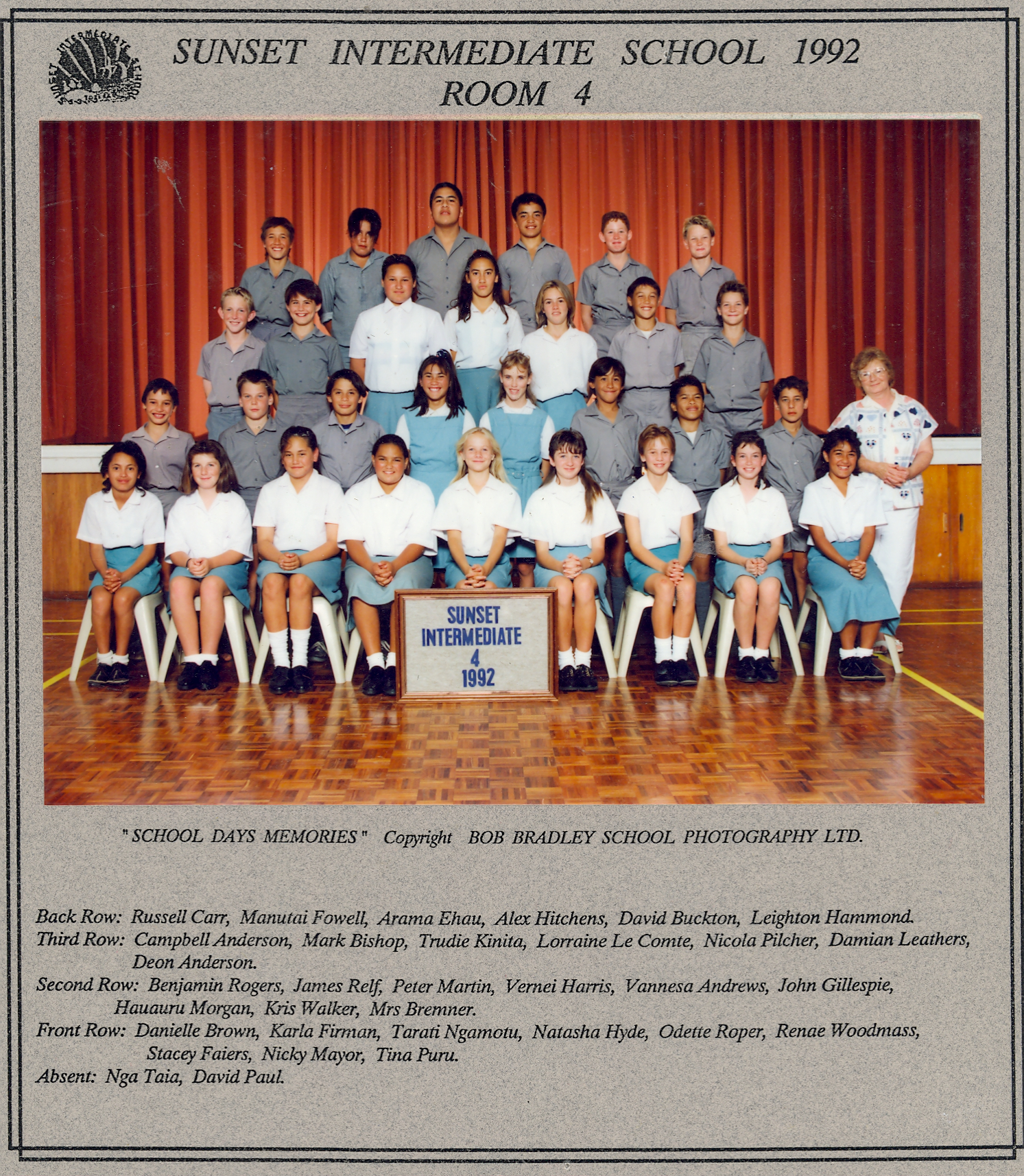 "Sunset Intermediate School 1992, Room 4"