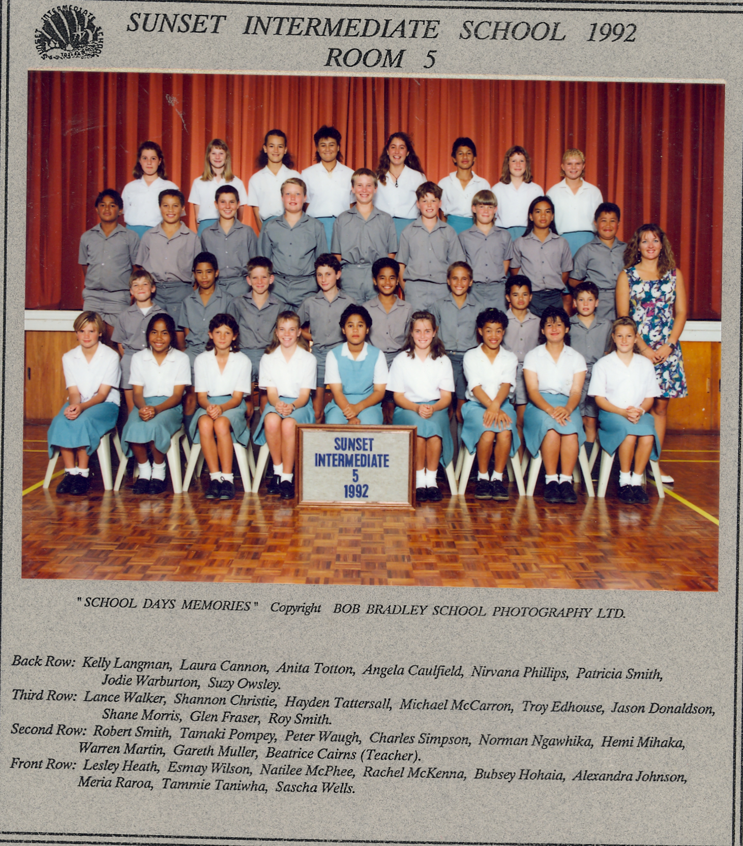 "Sunset Intermediate School 1992, Room 5"