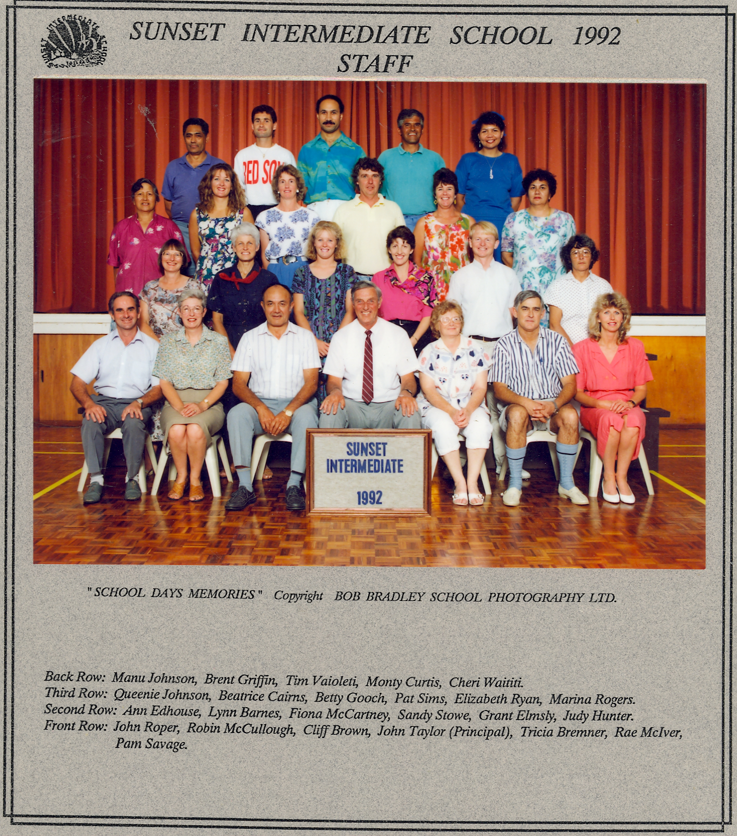 "Sunset Intermediate School 1992, staff"