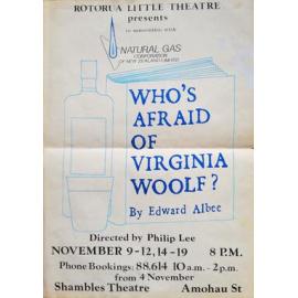 ‘Who’s Afraid of Virginia Woolf?’, Rotorua Little Theatre Society, 1988 [poster]