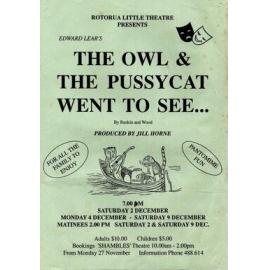 ‘The Owl and the Pussycat went to see’, Rotorua Little Theatre Society, 1989 [poster]