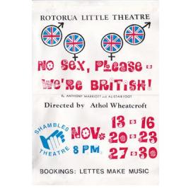 ‘No Sex, Please – We’re British’, Rotorua Little Theatre Society, 1991 [poster]