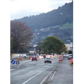 Photograph of Lake Road at the start of the work at the Utuhina Bridge, 2012