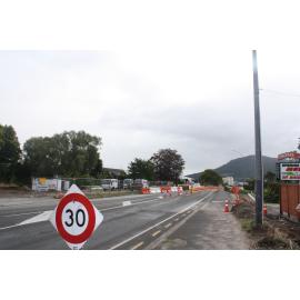 Photograph of Lake Road at the start of the work at the Utuhina Bridge, 2012