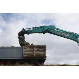 Photograph showing the beginning of the rail bridge removal, 2012