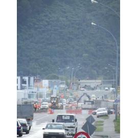Photograph of Lake Road showing work on the new roundabout at Dinsdale Street, 2012