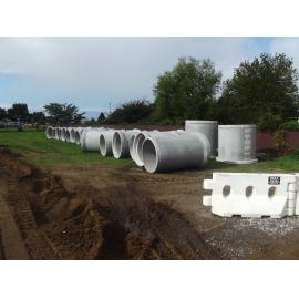 Photograph of the concrete pipes used in part of the Lake Road widening process, 2012