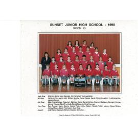 "Sunset Junior High School Room 13 1998"