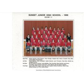 "Sunset Junior High School Room 11 1998"