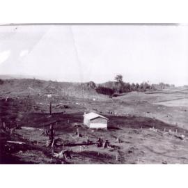 Photograph of the Anderson's farm showing with the farmhouse looking east, ca.1934