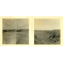 Two small photographs of Tui Ridge Farm, ca.1957