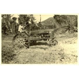 Photograph of Tui Ridge Farm's first tractor, ca.1957