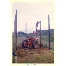 Photograph of Tui Ridge Farm showing building in progress, ca.1965