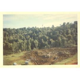 Photograph of Tui Ridge Farm showing the logging of Tawa, ca.1969