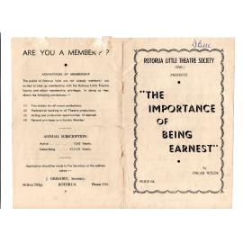 'The Importance of Being Earnest', Rotorua Little Theatre Society, 1951 [programme]