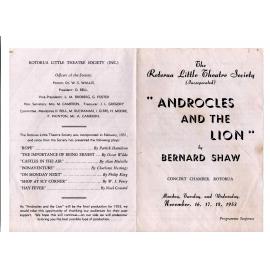 'Androcles and the Lion', Rotorua Little Theatre Society, 1953 [programme]