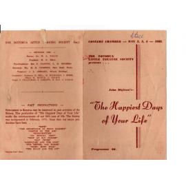 'The Happiest Days of Your Life', Rotorua Little Theatre Society, 1955 [programme]