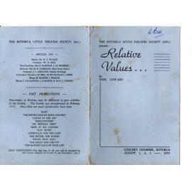 'Relative Values', Rotorua Little Theatre Society, 1955 [programme]