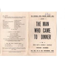'The Man Who Came To Dinner', Rotorua Little Theatre Society, 1956 [programme]