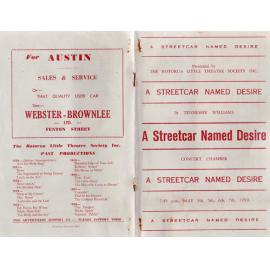 'A Streetcar Named Desire', Rotorua Little Theatre Society, 1959 [programme]