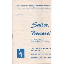 'Sailor, Beware!', Rotorua Little Theatre Society, 1959 [programme]