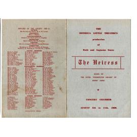 'The Heiress', Rotorua Little Theatre Society, 1960 [programme]